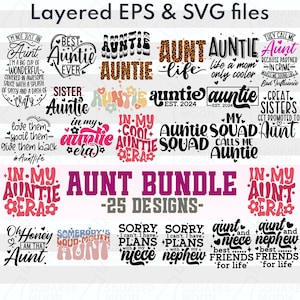 Aunt Svg Bundle| Auntie Png| Gifts for Aunts| Funny Aunt To Be Svg| Aunt Gift From Niece and Nephew| Digital Cricut Files| Png Dxf Eps