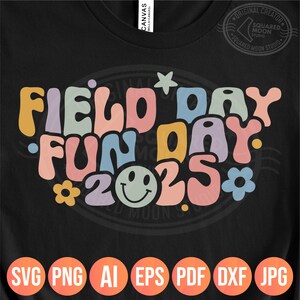 Field Day Fun Day Png Svg voor jongens en meisjes, retro groovy sportdag cadeau voor kinderen, Cricut silhouet sublimatiebestanden