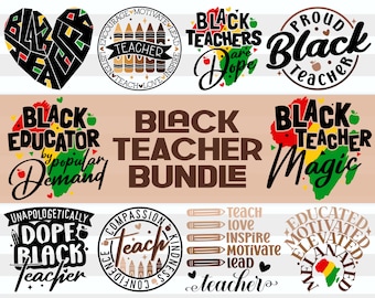 Black Teacher SVG Bundle: Afro Melanin Designs (Digital File)