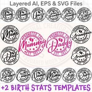Baby Announcement Svg Png, Promoted to Mommy & Daddy, Pregnancy Reveal 2027