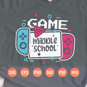 Spiel auf der Mittelschule | 1. Tag der Mittelschule Png Geschenk Lehrer und Schüler | Zurück zu Schule Design | Gamer Shirt für Kinder, Jungen & Mädchen