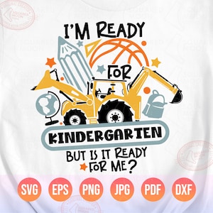 Ritorno a scuola PNG SVG Ragazzi, Sono pronto per l'asilo, ma è pronto anche per me?, Magliette da basket scolastiche PNG per bambini, File del primo giorno di scuola