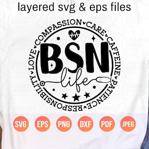 BSN Life SVG PNG | Baccalauréat ès sciences en sciences infirmières Svg | Cadeau étudiant amusant pour homme, femme| Appréciation de l'infirmière png| Fichiers numériques découpés en couches