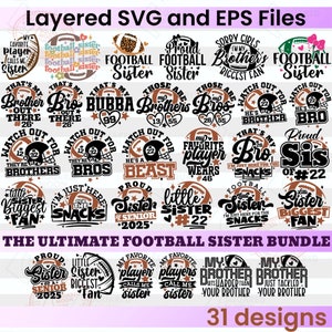 Football Sister Svg Bundle, Football Svg, Little Sister Biggest Fan Football, Football Sis Png, Football Leopard Gift, Digital Cricut Files