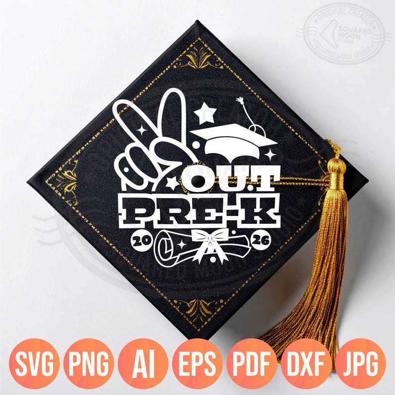 Pre k Graduation SVG PNG, Peace Out of Pre-K, 2026 Last Day of School image 4