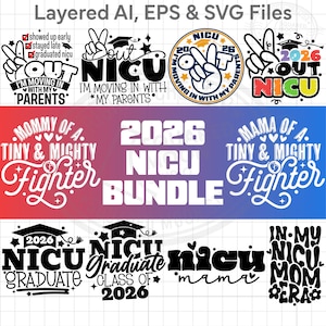 Nicu Svg Bundle, 2026 Graduation for Moms, Baby Onesies Designs for Boys & Girls