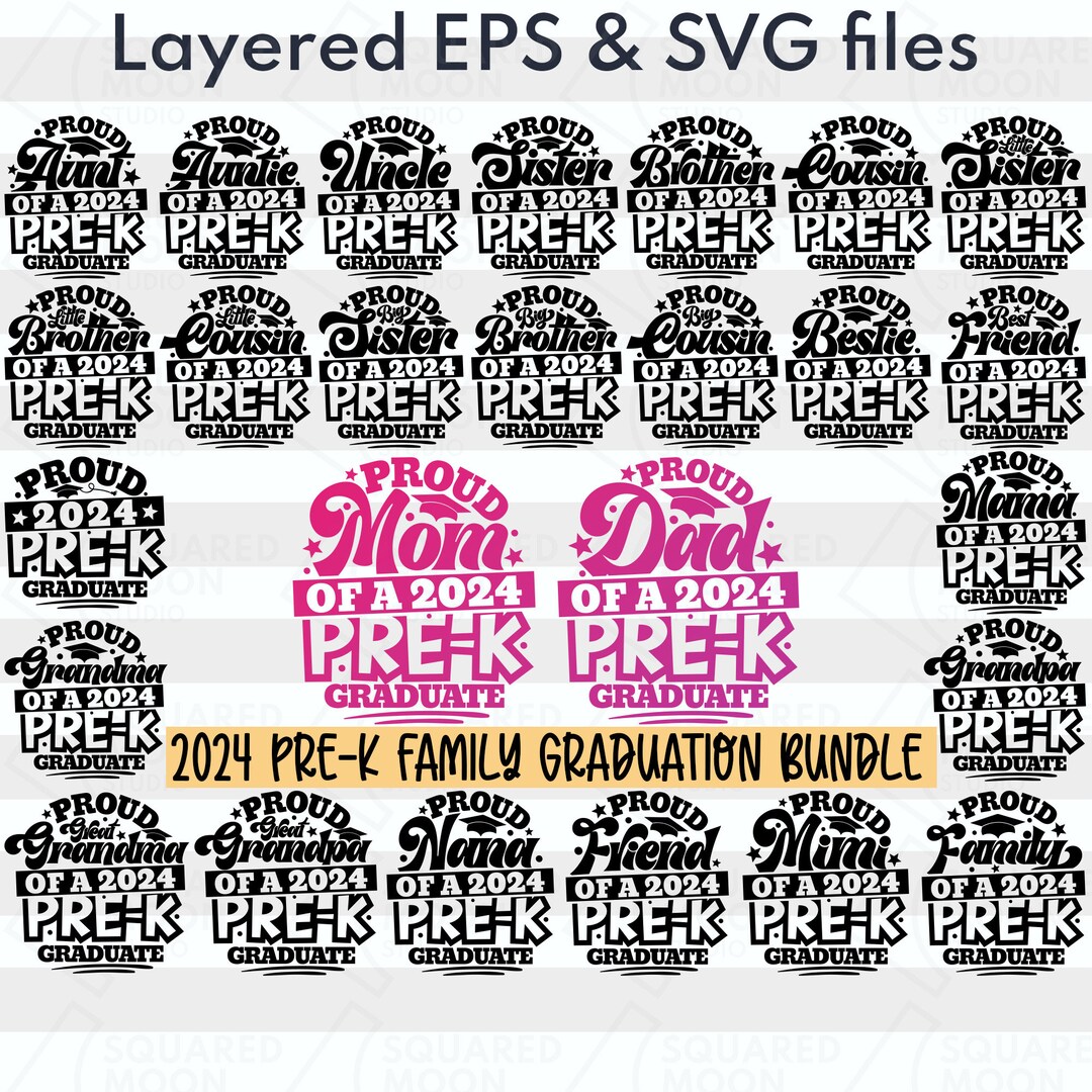 Pre-k Graduation Svg Bundle Proud Family of a 2024 Graduate Svg Pre-k ...