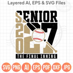 Senior Baseball 2027 Svg Png: Split Design for Cricut, Silhouette (Digital Download)