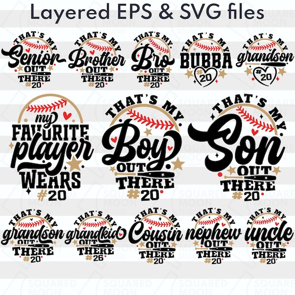 Baseball Family Svg Bundle| That's my Boy Out There Svg| T-ball Mama| DIY Custom Player Number Template| Baseball Sister Gift| Tball Auntie