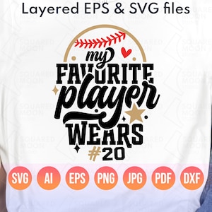 Baseball Mama geschnitten Datei | Mein Lieblingsspieler Trägt #Svg| T-Ball Papa | DIY benutzerdefinierte Nummer Vorlage | Baseball Saison Familiengeschenk | Baseball Schwester