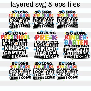 So Long Svg-bundel, afstuderen 2025 Svg Png, laatste dag van de kleuterschool, Pre k Graduate Svg, kleuterschool afstuderen Kids Shirts ontwerpen