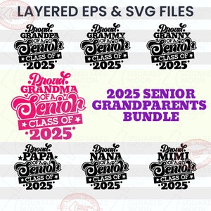 Ensemble SVG grand-mère senior, fier grand-père de l'année 2025 PNG senior, cadeau de remise des diplômes des grands-parents seniors de la promotion 2025, grand-mère grand-mère Grammy Mimi