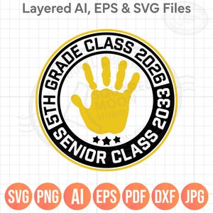 5th Grade Graduation SVG PNG, Senior Class of 2033, Handprint Painting