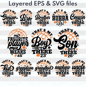 Basketball-Familie-Svg-Bundle| Das ist mein Junge da draußen | DIY benutzerdefinierte Nummer Vorlage | Kleine Schwester Png Geschenk | Mein Enkel Basketball Spieler