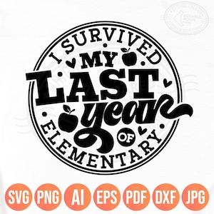 Enseignant à la retraite 2025 Png Svg, j'ai survécu à mon dernier jour d'école primaire, cadeau de retraite d'enseignant, fichiers numériques