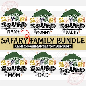 Safari Squad Svg Png bundel, liefhebbers van wilde dieren, Afrikaanse safari 2025 reis Shirts ontwerpen voor familievakantie, Cricut sublimatiebestanden