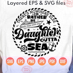 Kreuzfahrtschiff | Es gibt keinen Ort, an dem ich lieber wäre, als mit meiner Tochter draußen auf dem Meer Familien Segeln Reise Passende Png Shirts | 3 Datein für Schnittmuster
