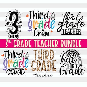 Dritte Klasse Lehrer SVG PNG Bundle: Zurück in der Schule Designs (Digitale Dateien)
