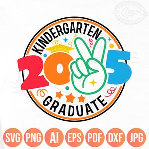 Formatura do jardim de infância Svg Png, Design de camisetas de formatura do jardim de infância 2025 para crianças (meninos e meninas), Arquivos Silhouette Cricut e Sublimação