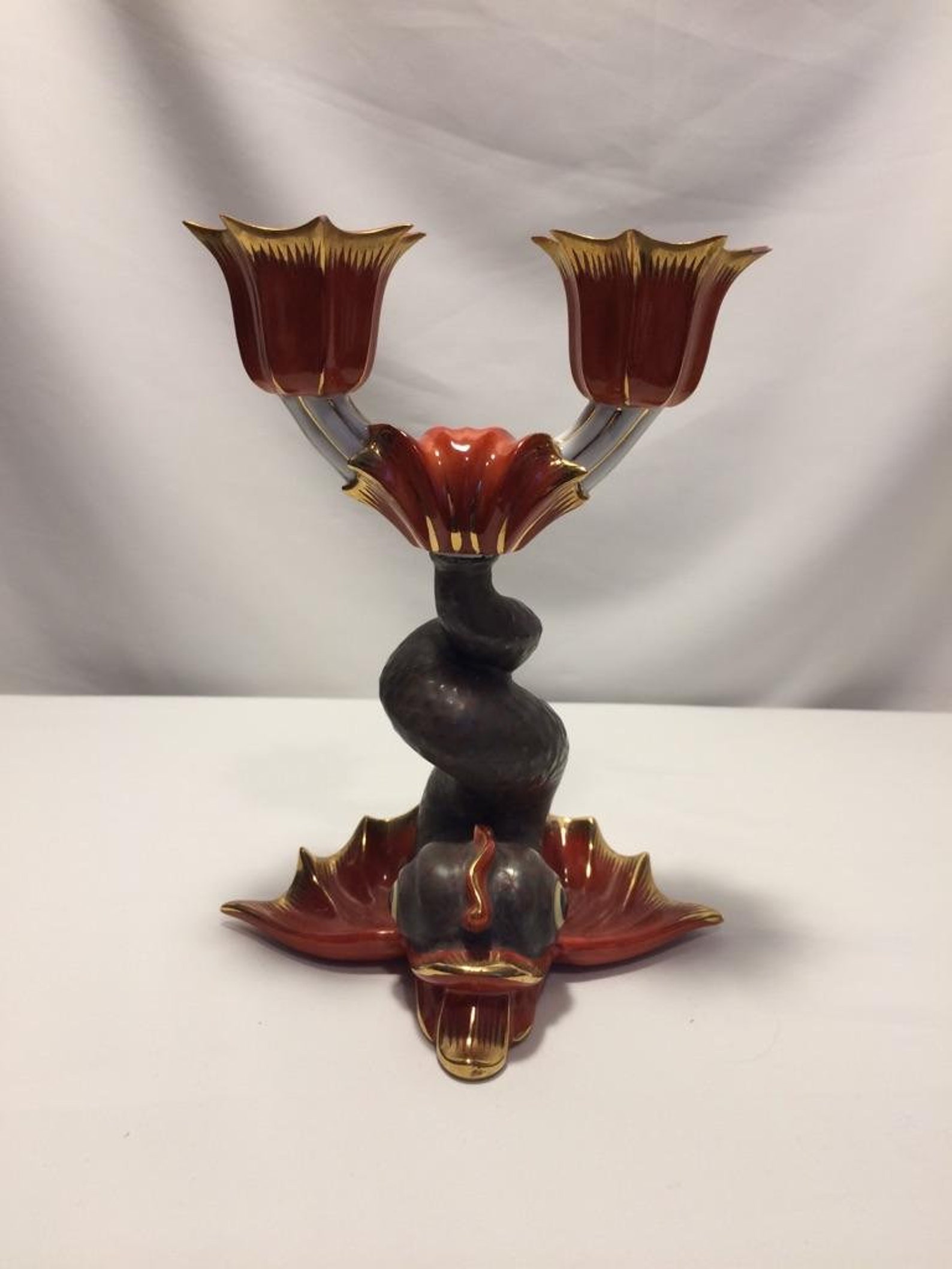 Herend Hungary Koi Fish Candle Holder Etsy
