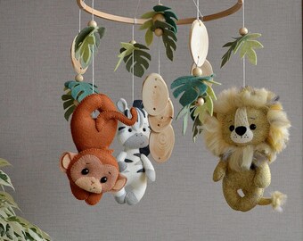 Safari baby mobile, Jungle mobile, Safari Baby, Jungle nursery, Nursery wall décor, , Baby shower gift, Lion mobile, monkey mobile