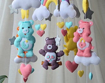 Care Bears baby mobile, Care Bears felt toys