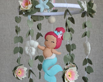 Mermaid nursery, Mermaid baby mobile, Baby girl mobile, Hanging mobile, Mermaid ornament