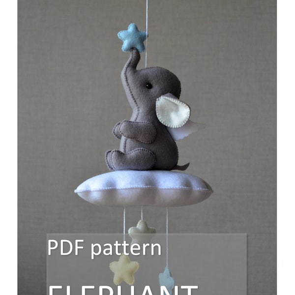 Patron PDF en feutrine Jouet éléphant, Motif en feutrine et Motif éléphant