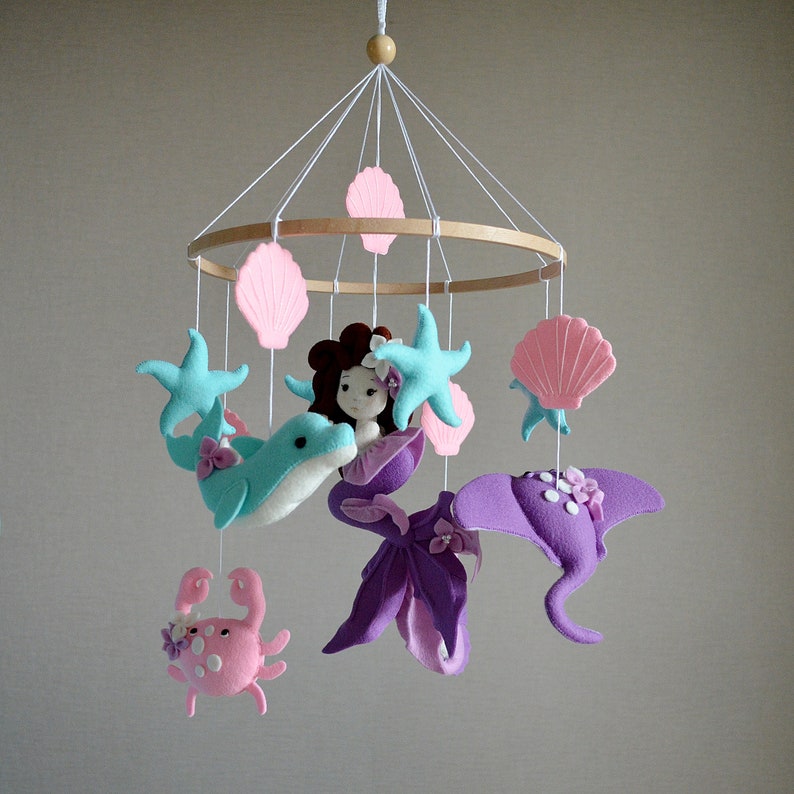 Mermaid Nursery Mermaid Baby Mobile Baby Girl Mobile Etsy