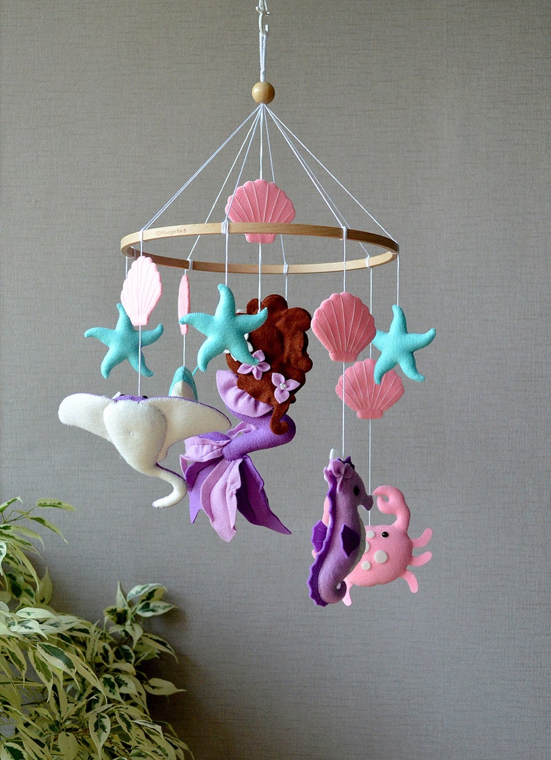 Mermaid Nursery Mermaid Baby Mobile Baby Girl Mobile Etsy