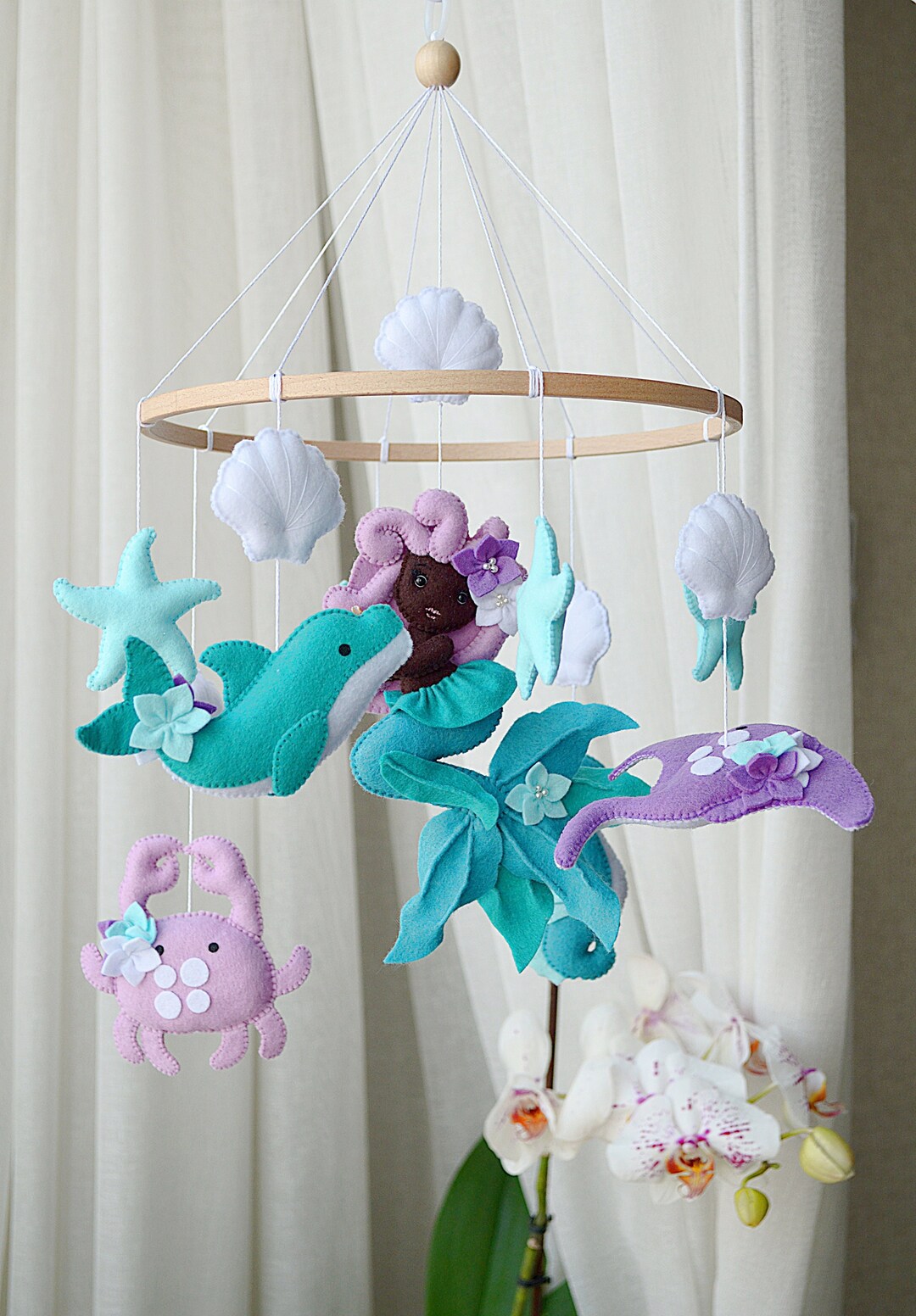 Mermaid Nursery Mermaid Baby Mobile Baby Girl Mobile Etsy