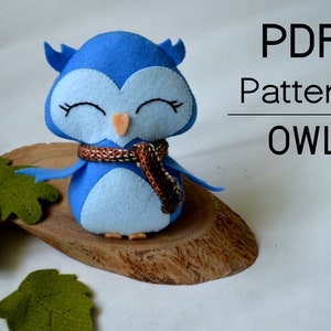 Modello Gufo in feltro PDF/Gufo Ornamento in feltro Ricamo Modello gufo Giocattolo fai da te Gufo Feltro Peluche Decorazioni educative Gufi mobili per bambini