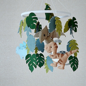 Dinosaur baby mobile, Crib baby mobile, Dino nursery decor, Hanging mobile