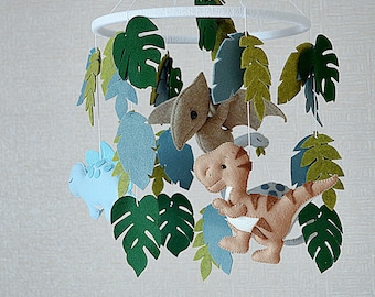 Dinosaur baby mobile, Crib baby mobile, Dino nursery decor, Hanging mobile