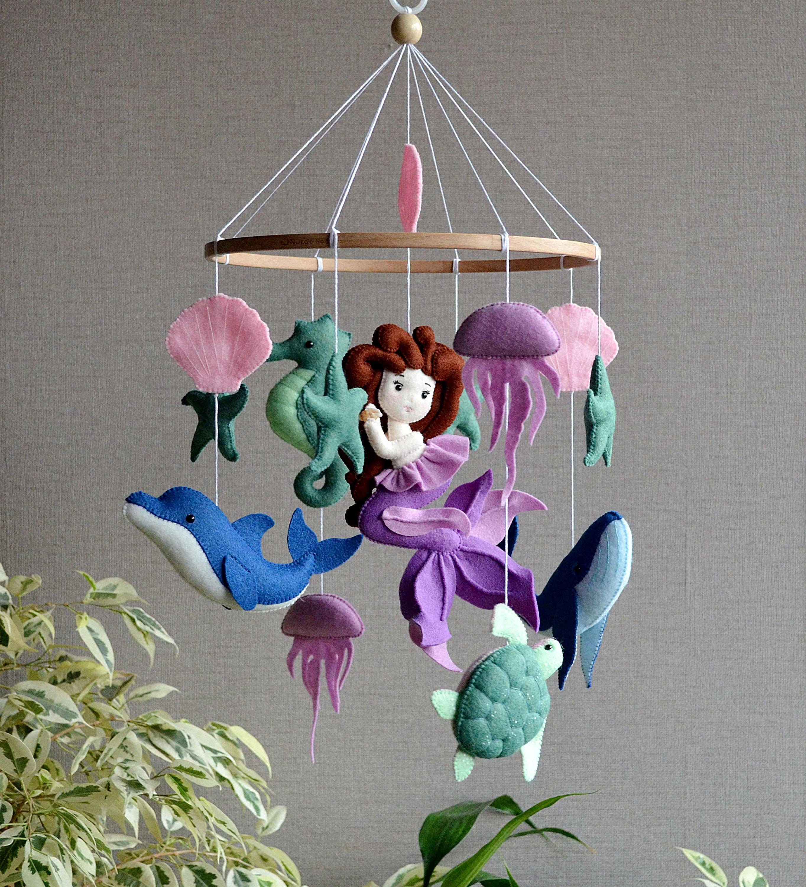 Mermaid nursery Mermaid baby girl mobile Blue whale Ocean Etsy