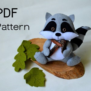 Raccoon pattern toy felt sewing / Raccoon ornament / PDF pattern / Animals raccoon pdf sewing pattern / DIY sewing pattern Woodland pattern