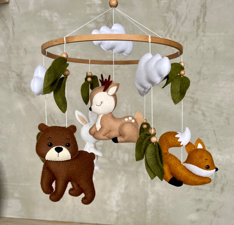 Woodland Crib Mobile Forest Animals Baby Mobile Etsy