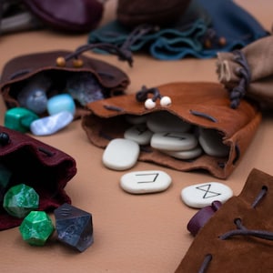 14 colours, handmade genuine leather pouch, 2 sizes / Larping pouch / Bushcraft pouch / Drawstring pouch / Reenactment pouch / Dice bag image 2