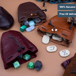 14 colours, handmade genuine leather pouch, 2 sizes / Larping pouch / Bushcraft pouch / Drawstring pouch / Reenactment pouch / Dice bag image 1