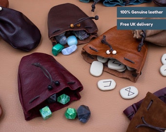 18 colours, handmade genuine leather pouch, 2 sizes / Larping pouch / Bushcraft pouch / Drawstring pouch / Reenactment pouch / Dice bag