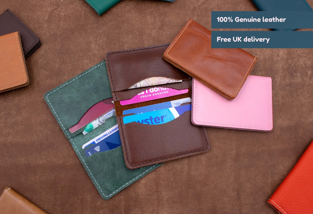 18 Colours, Handmade Genuine Leather Slim Card Holder / Lightweight