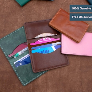 18 colours, handmade genuine leather slim card holder / Lightweight wallet / Card wallet / Slim wallet / Card sleeve / Leather card holder