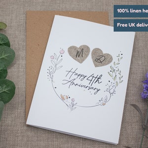 Personalised 4th anniversary card / Linen anniversary / 4th wedding anniversary card / Anniversary card / Greeting card / Celebration card