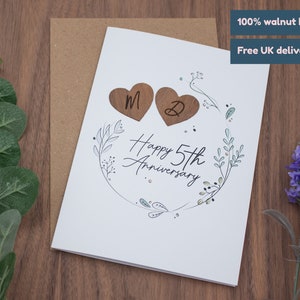 Personalised 5th anniversary card / Wooden anniversary / 5th wedding anniversary card / Anniversary card / Greeting card / Celebration card