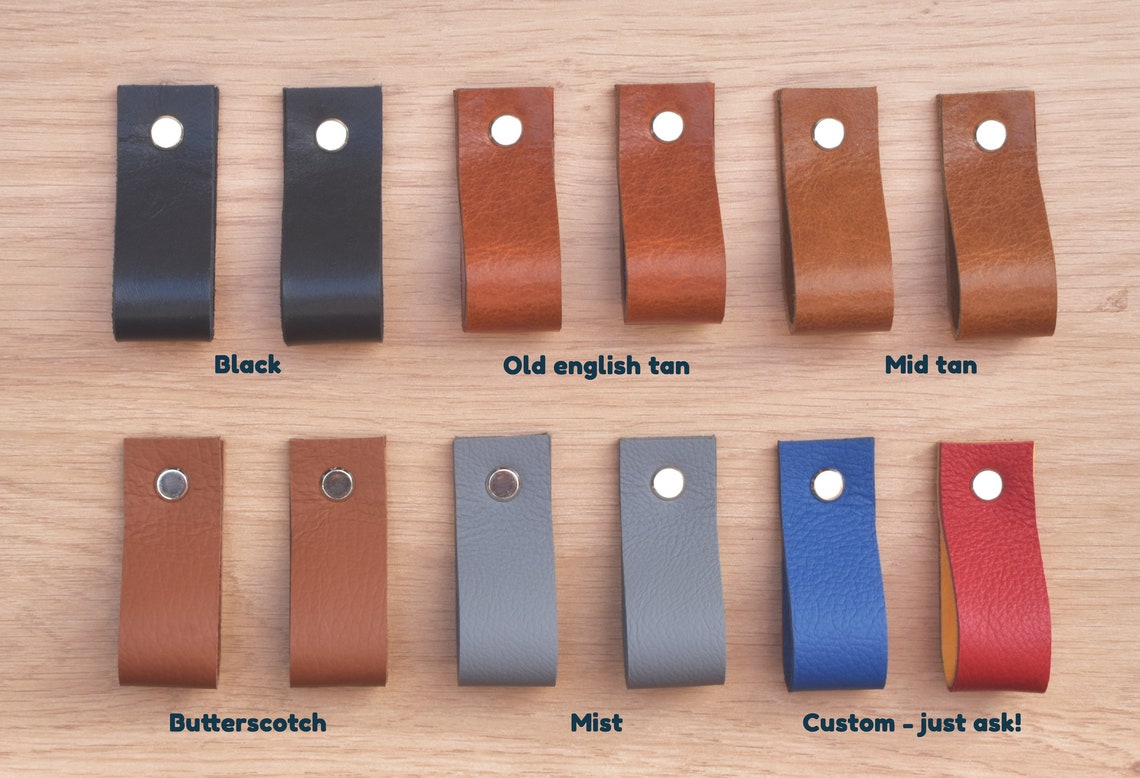 Handmade leather pull handles perfect for use as drawer Etsy