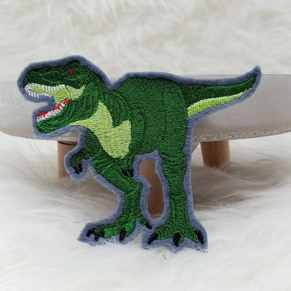 Aufnäher T-Rex - hell-dunkelgrün - verschiedene Größen & Filzfarben
