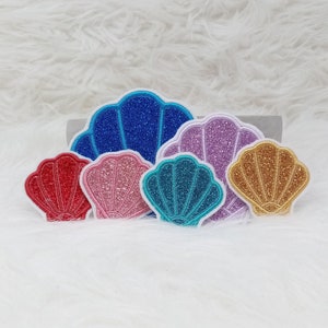 Aufnäher "Muscheln mit Glitzer" - verschiedene Größen, Designs und Filzfarben