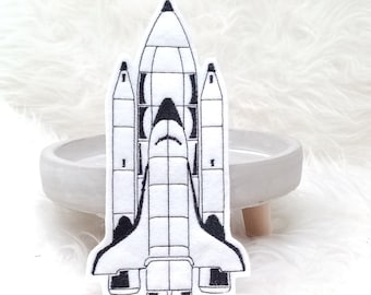 Aufnäher XXL Space Shuttle mit Trägerrakete - verschiedene Farben