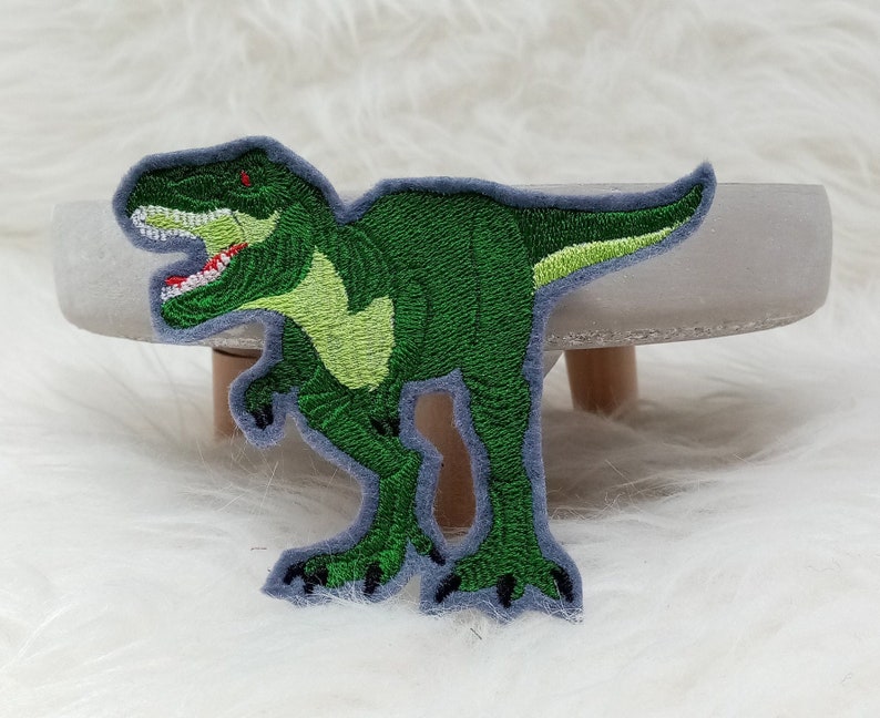 Aufnäher T-Rex hell-dunkelgrün verschiedene Größen & Filzfarben grau