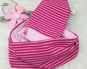 Set Beanie & Longloop "pink rosa Streifen" - Kopfumfang 45 - 48cm